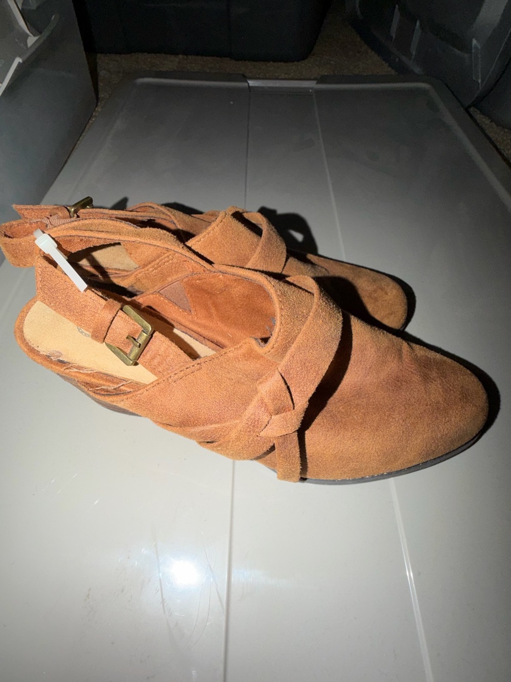 Women's Suede Slingback Ankle Shoe in Rust
